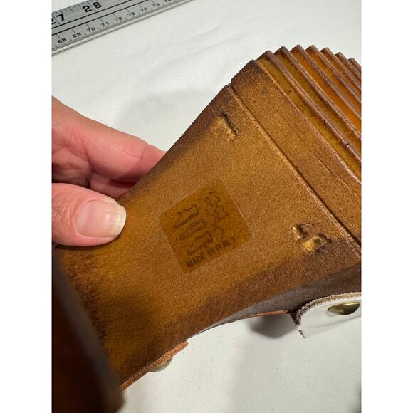 Primadonna Collection Ankle Strap Wooden Platform Heels Sandals 40 White Brown - Picture 8 of 11